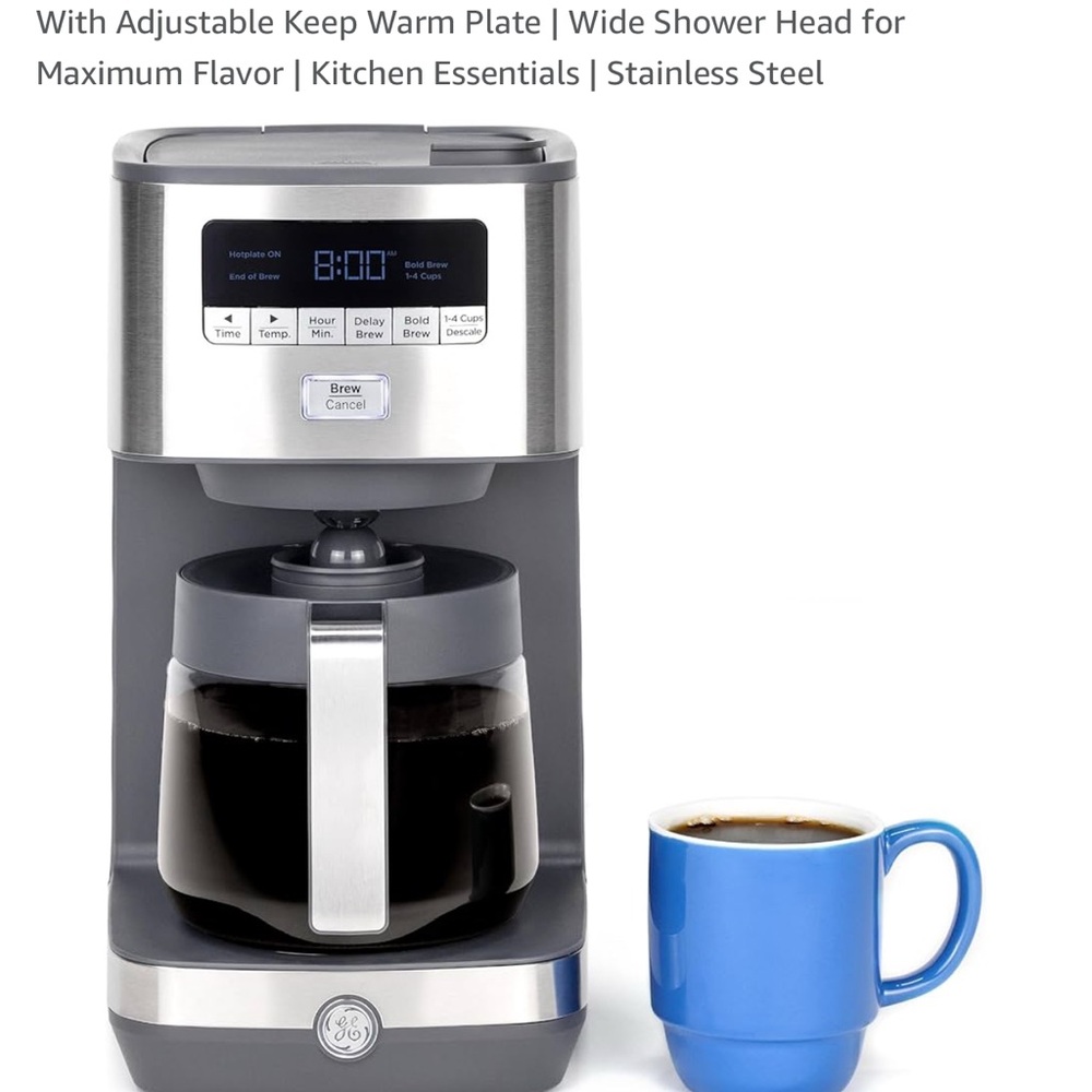 GE Drip Coffee Maker With Timer | 12-Cup Glass Carafe Coffee Pot - New in Box